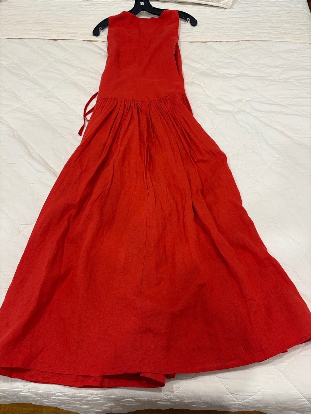 Apiece Apart Red Sleeveless Maxi Wrap Dress - Picture 6 of 9